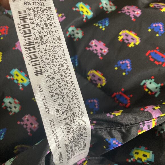 Zara Space Invaders Reversible Quilted Puffer Jacket Womens XS Oversized - Picture 14 of 16